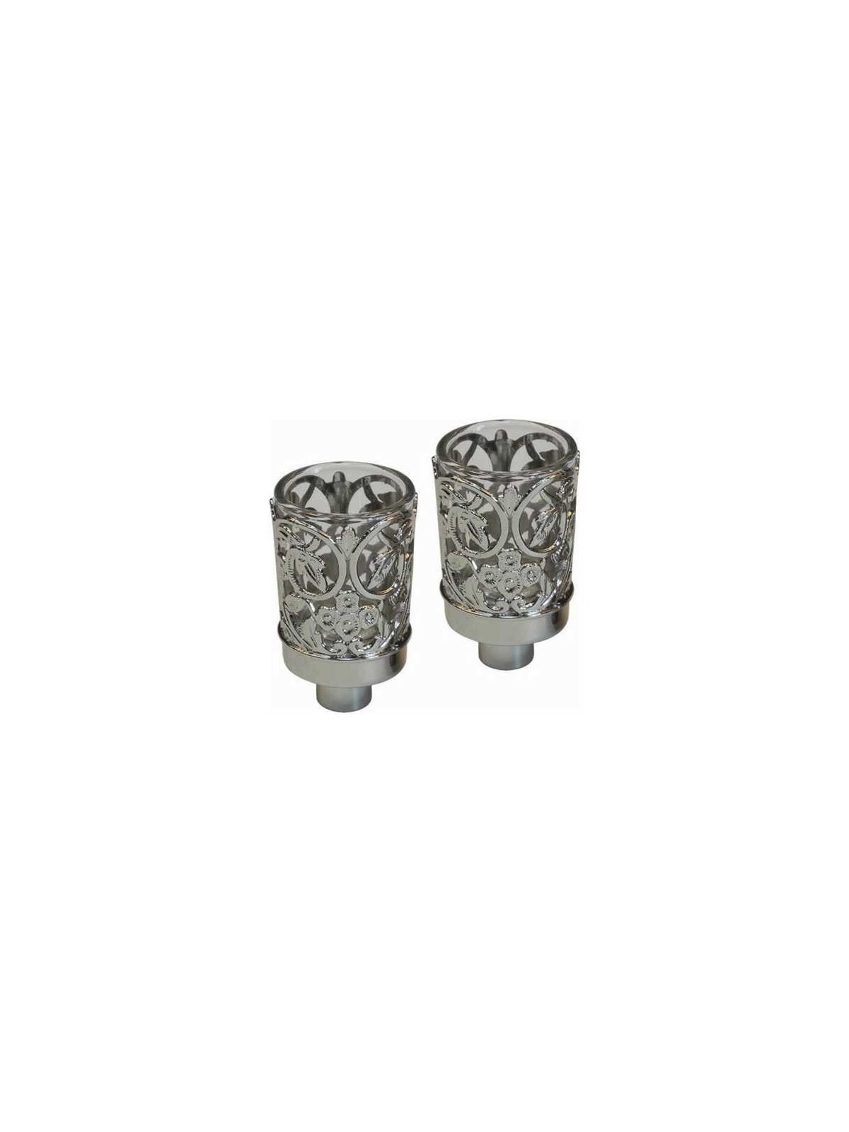 Neronim Floral Glass Candle Holders | Candle Holders | Judaica